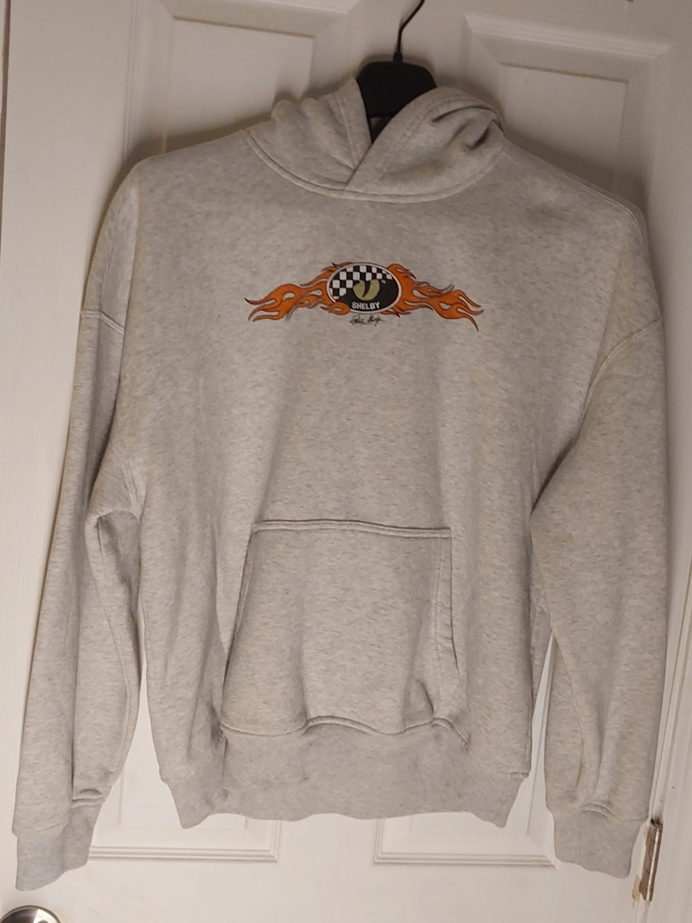 Hollister Light Gray Hoodie with Flame Graphic
